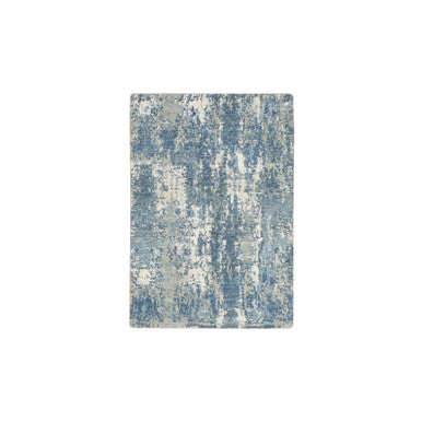 Modern and Contemporary Wool & Silk Hand Knotted Rug Blue 2.1x3.0 -O075538