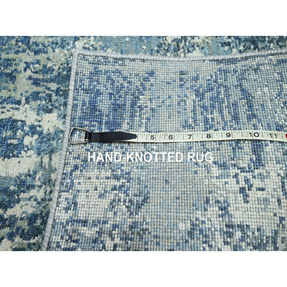 Modern and Contemporary Wool & Silk Hand Knotted Rug Blue 2.1x3.0 -O075538