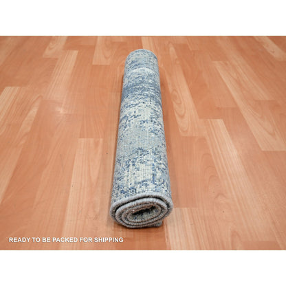 Modern and Contemporary Wool & Silk Hand Knotted Rug Blue 2.1x3.0 -O075538