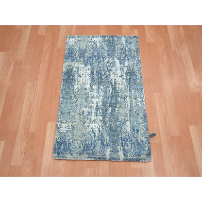 Modern and Contemporary Wool & Silk Hand Knotted Rug Blue 2.0x3.2 -O075539
