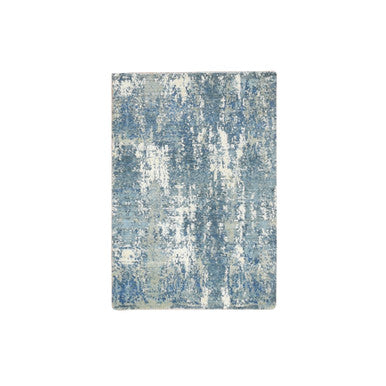 Modern and Contemporary Wool & Silk Hand Knotted Rug Blue 2.1x3.0 -O075540