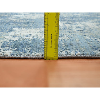 Modern and Contemporary Wool & Silk Hand Knotted Rug Blue 2.1x3.0 -O075540