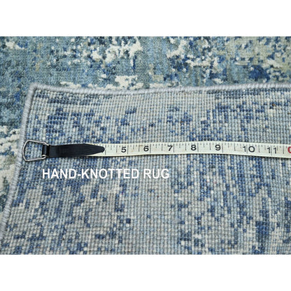 Modern and Contemporary Wool & Silk Hand Knotted Rug Blue 2.1x3.0 -O075540