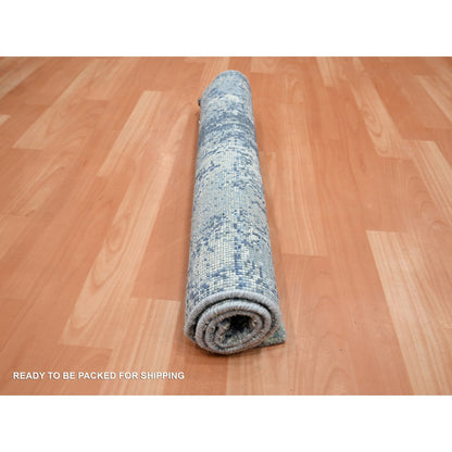 Modern and Contemporary Wool & Silk Hand Knotted Rug Blue 2.1x3.0 -O075540