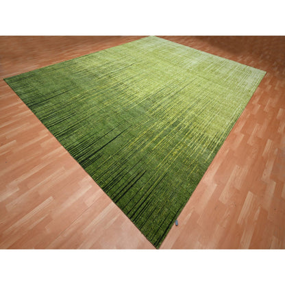 Modern and Contemporary Wool Hand Knotted Rug Green 12.2x15.0 -O075541