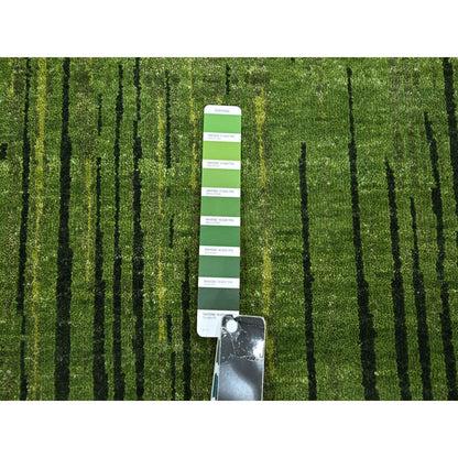 Modern and Contemporary Wool Hand Knotted Rug Green 12.2x15.0 -O075541