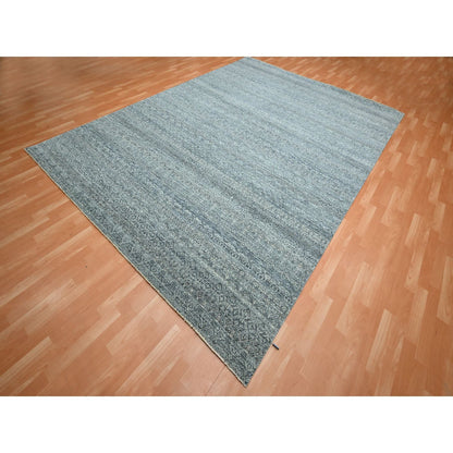 Modern and Contemporary Wool Hand Knotted Rug Grey 9.0x12.2 -O075543