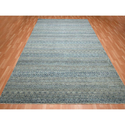 Modern and Contemporary Wool Hand Knotted Rug Grey 9.0x12.2 -O075546