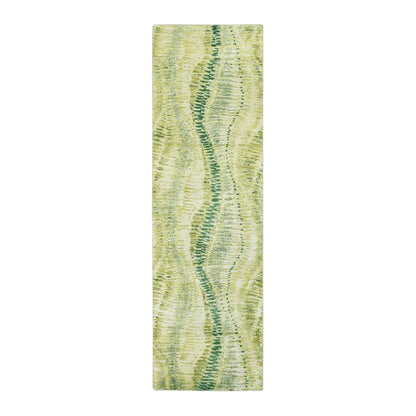 Modern and Contemporary Silk Hand Knotted Rug Green 2.5x8.3 -O075548