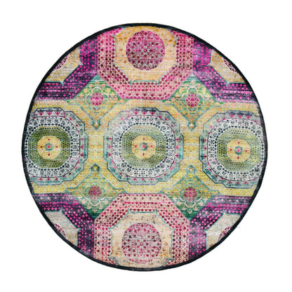 Mamluk Wool & Silk Hand Knotted Rug Yellow 8.0x8.1 -O075552