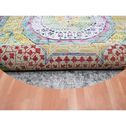 Mamluk Wool & Silk Hand Knotted Rug Yellow 8.0x8.1 -O075552