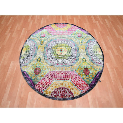 Mamluk Wool & Silk Hand Knotted Rug Yellow 6.0x6.1 -O075553