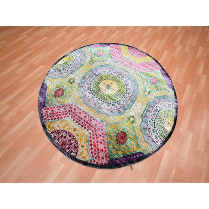 Mamluk Wool & Silk Hand Knotted Rug Yellow 6.0x6.1 -O075553