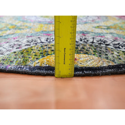Mamluk Wool & Silk Hand Knotted Rug Yellow 6.0x6.1 -O075553