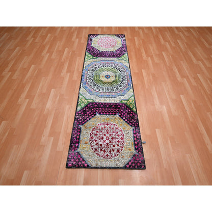 Mamluk Wool & Silk Hand Knotted Rug Red 2.9x8.1 -O075555