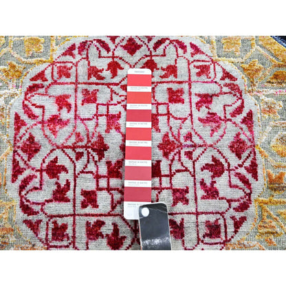 Mamluk Wool & Silk Hand Knotted Rug Red 2.8x8.1 -O075556