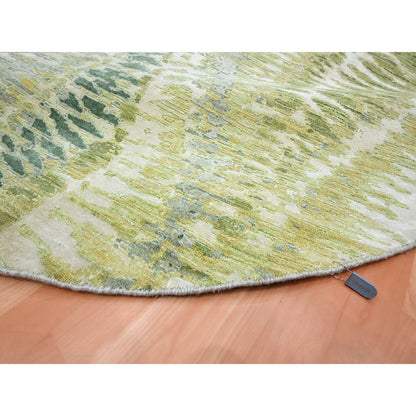 Modern and Contemporary Silk Hand Knotted Rug Green 7.11x8.0 -O075558
