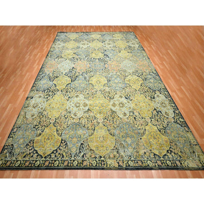 Fine Oriental Wool Hand Knotted Rug Black 11.11x15.7 -O075560