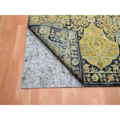 Fine Oriental Wool Hand Knotted Rug Black 11.11x15.7 -O075560