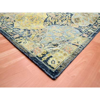 Fine Oriental Wool Hand Knotted Rug Black 11.11x15.7 -O075560