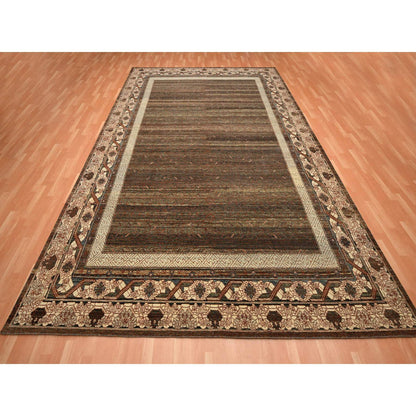 Khotan and Samarkand Wool Hand Knotted Rug Brown 9.11x14.3 -O075562