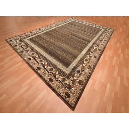 Khotan and Samarkand Wool Hand Knotted Rug Brown 9.11x14.3 -O075562