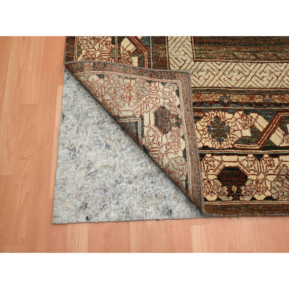 Khotan and Samarkand Wool Hand Knotted Rug Brown 9.11x14.3 -O075562