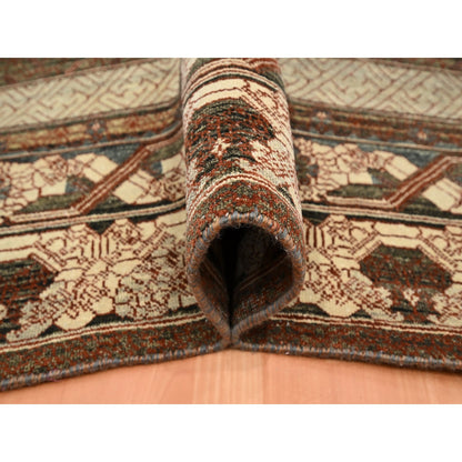 Khotan and Samarkand Wool Hand Knotted Rug Brown 9.11x14.3 -O075562