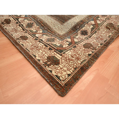 Khotan and Samarkand Wool Hand Knotted Rug Brown 9.11x14.3 -O075562