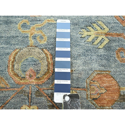 Khotan and Samarkand Wool & Silk Hand Knotted Rug Blue 9.11x14.2 -O075565