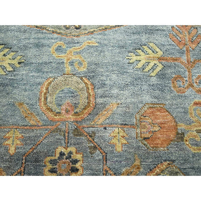 Khotan and Samarkand Wool & Silk Hand Knotted Rug Blue 9.11x14.2 -O075565
