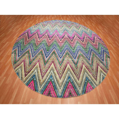 Modern and Contemporary Wool & Silk Hand Knotted Rug Pink 11.8x11.9 -O075567