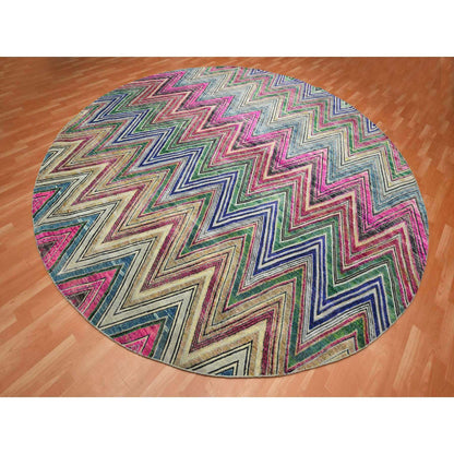 Modern and Contemporary Wool & Silk Hand Knotted Rug Pink 11.8x11.9 -O075567