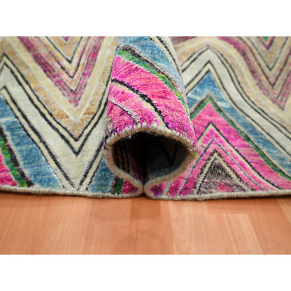 Modern and Contemporary Wool & Silk Hand Knotted Rug Pink 11.8x11.9 -O075567