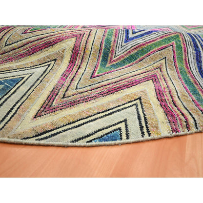 Modern and Contemporary Wool & Silk Hand Knotted Rug Pink 11.8x11.9 -O075567