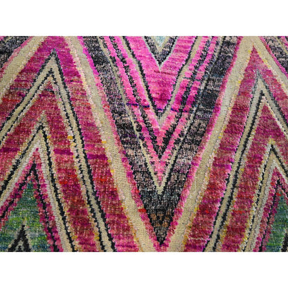 Modern and Contemporary Wool & Silk Hand Knotted Rug Pink 11.8x11.9 -O075567