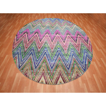 Modern and Contemporary Wool & Silk Hand Knotted Rug Pink 9.8x9.10 -O075568