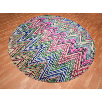 Modern and Contemporary Wool & Silk Hand Knotted Rug Pink 9.8x9.10 -O075568