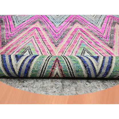 Modern and Contemporary Wool & Silk Hand Knotted Rug Pink 9.8x9.10 -O075568
