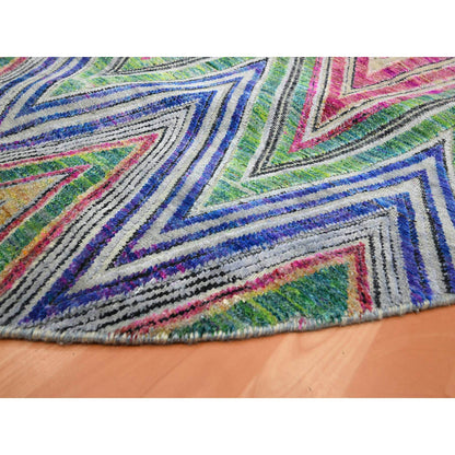 Modern and Contemporary Wool & Silk Hand Knotted Rug Pink 9.8x9.10 -O075568