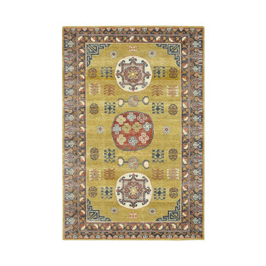 Khotan and Samarkand Wool Hand Knotted Rug Green 6.1x9.4 -O075572