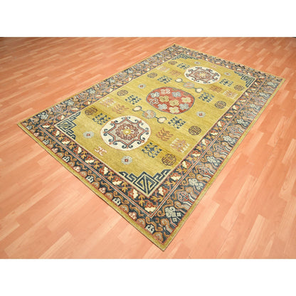 Khotan and Samarkand Wool Hand Knotted Rug Green 6.1x9.4 -O075572