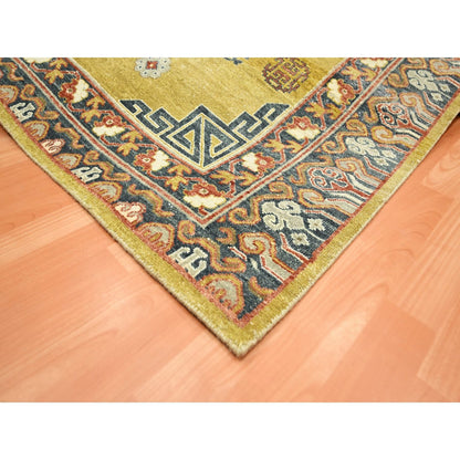 Khotan and Samarkand Wool Hand Knotted Rug Green 6.1x9.4 -O075572