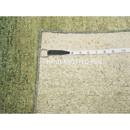 Modern and Contemporary Wool Hand Knotted Rug Green 2.0x3.0 -O075575