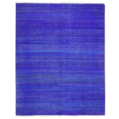 Flat Weave Sari Silk Hand Woven Rug Blue 9.2x11.8 -O075576