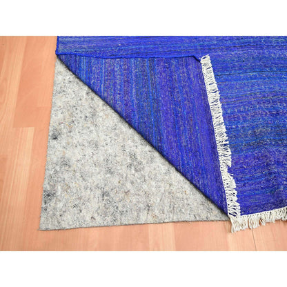 Flat Weave Sari Silk Hand Woven Rug Blue 9.2x11.8 -O075576