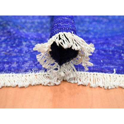 Flat Weave Sari Silk Hand Woven Rug Blue 9.2x11.8 -O075576
