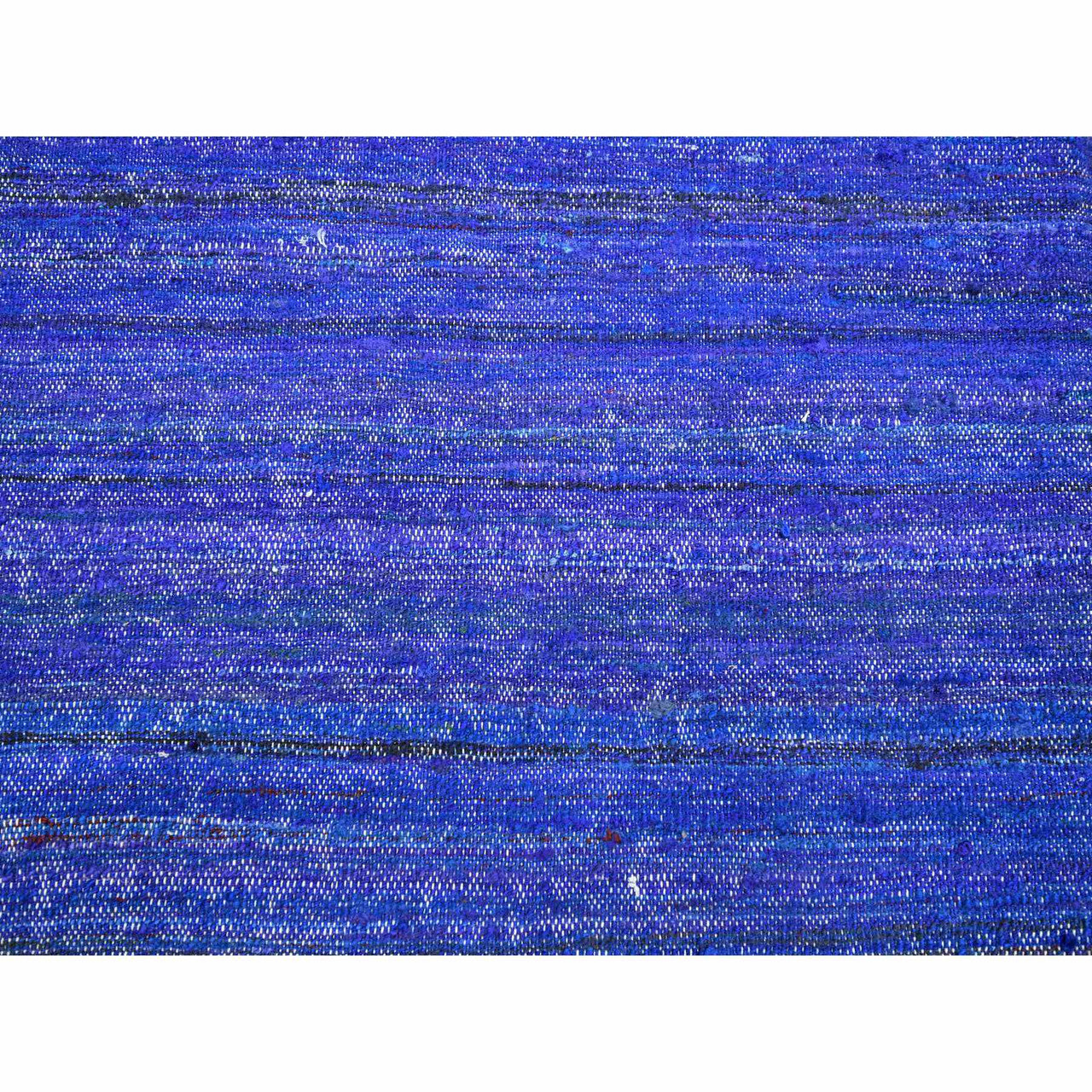 Flat Weave Sari Silk Hand Woven Rug Blue 9.2x11.8 -O075576