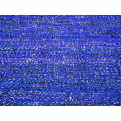 Flat Weave Sari Silk Hand Woven Rug Blue 9.2x11.8 -O075576