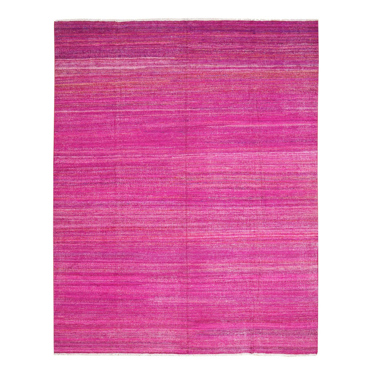 Flat Weave Sari Silk Hand Woven Rug Pink 9.1x11.7 -O075577